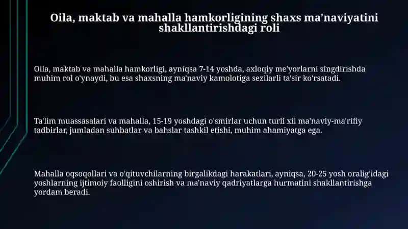 Oila, maktab va mahalla hamkorligining shaxs ma’naviyatini shakllantirishdagi oʻrni 3