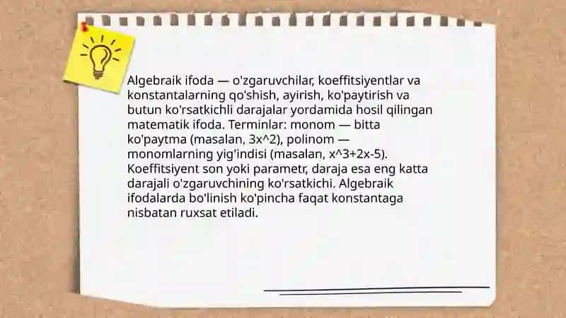 Algebraik ifodalar 3