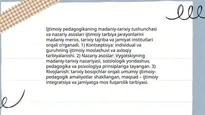 Ijtimoiy pedagogika rivojlanishining madaniy-tarixiy asoslari 3