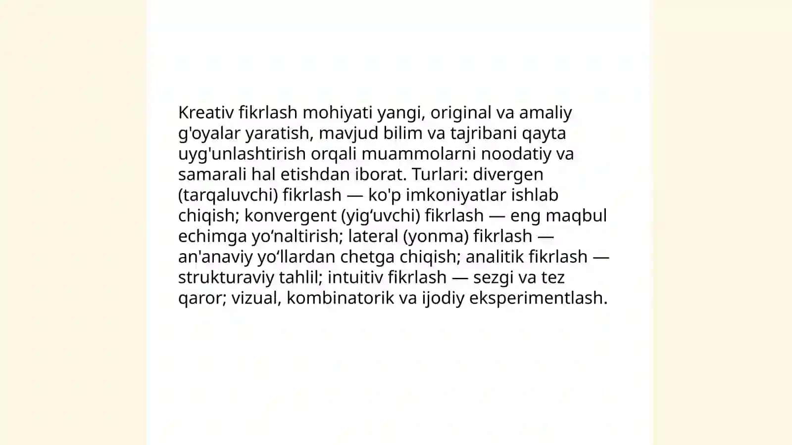 Kreativ fikrlash va uni rivojlantirish yollari 3
