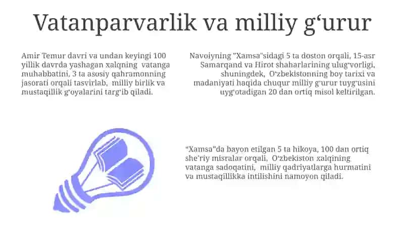 Navoiyning "Xamsa" turkumiga kiruvchi dostonlari dail gari surilgan talim-tarbiyahaqida 3