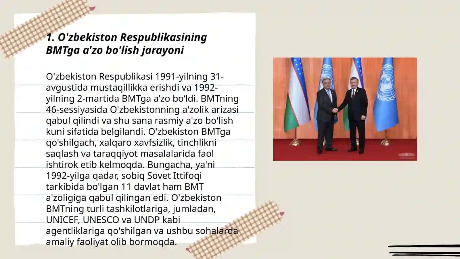 O'zbekiston Respublikasining BMTga a'zo bo'lish jarayoni 3