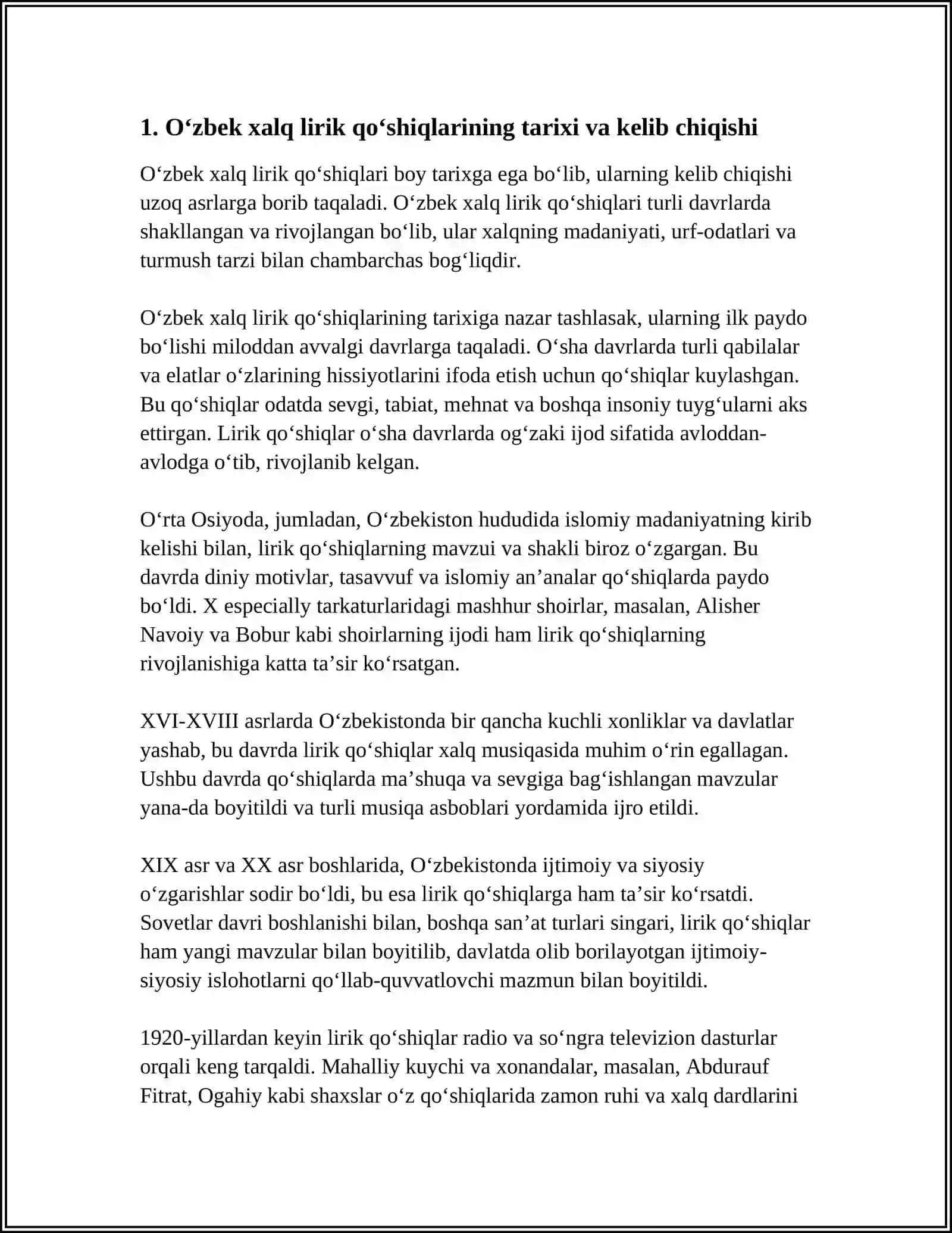 Oʻzbek Xalq Lirik Qoʻshiqlari 3