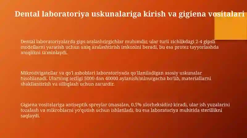Dental laboratoriya uskunalariga kirish va gigiena vositalari 3