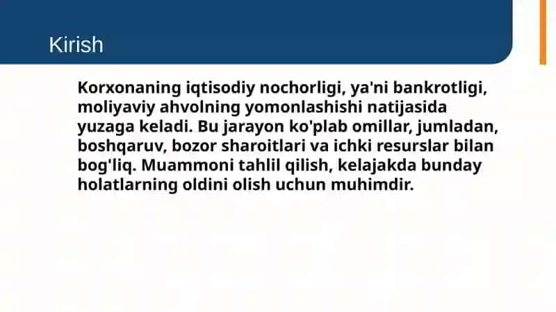 Korxonaning iqdisodiy nochorligini (bankrotligi) baholash va tahlil qilish 3