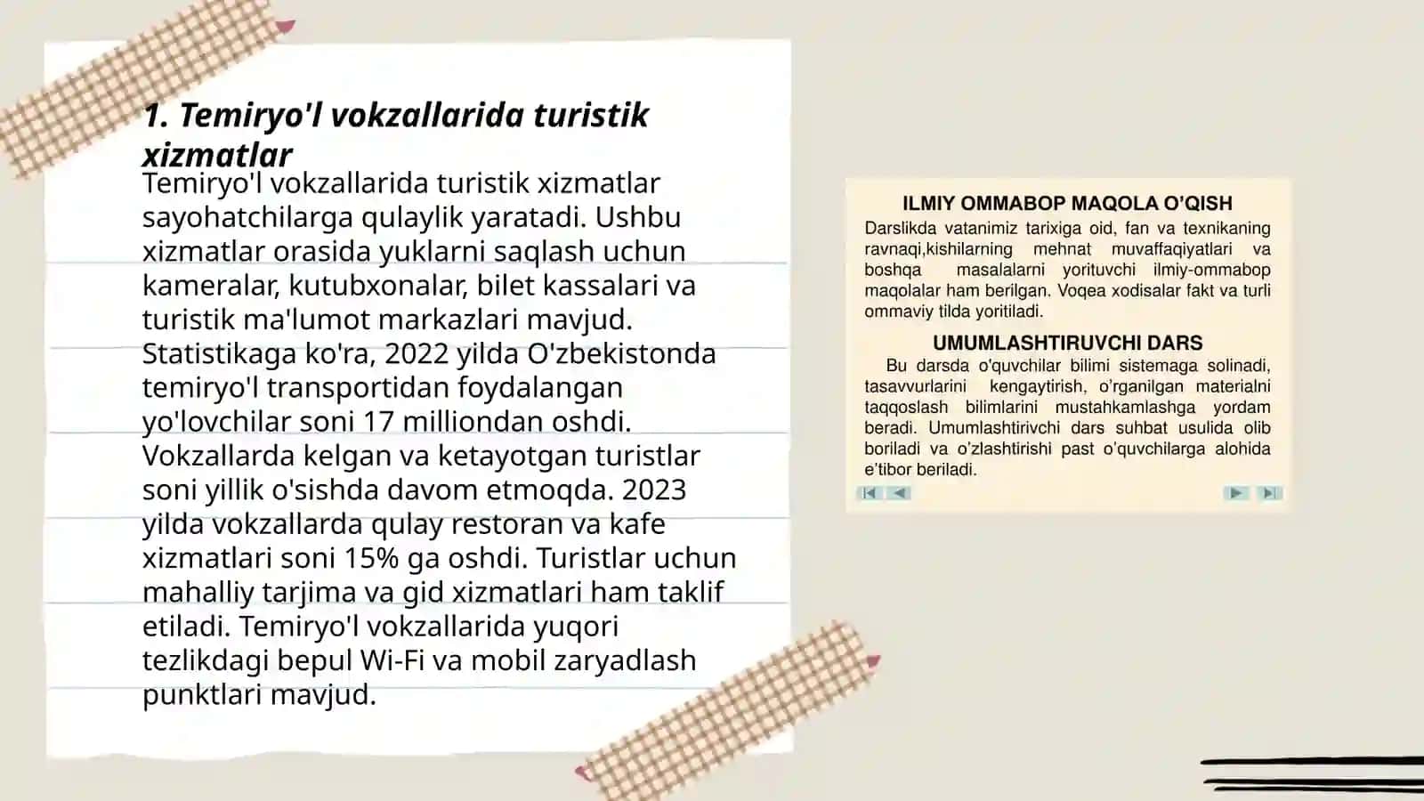 Temiryòl vokzallari: turistlar uchun xizmatlar tahlili 3