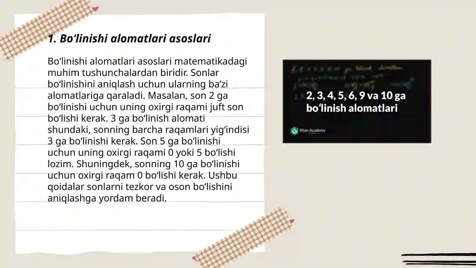 Boʻlinishi alomatlari 3