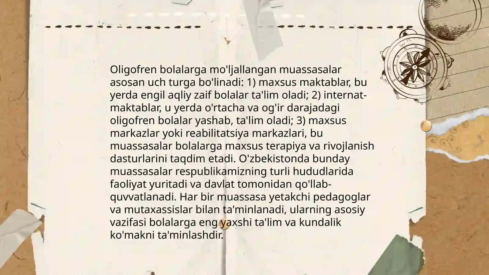 Oligofren bolalar uchun tashkil etilgan muassasalarda taʼlim tarbiya jarayonlari 3