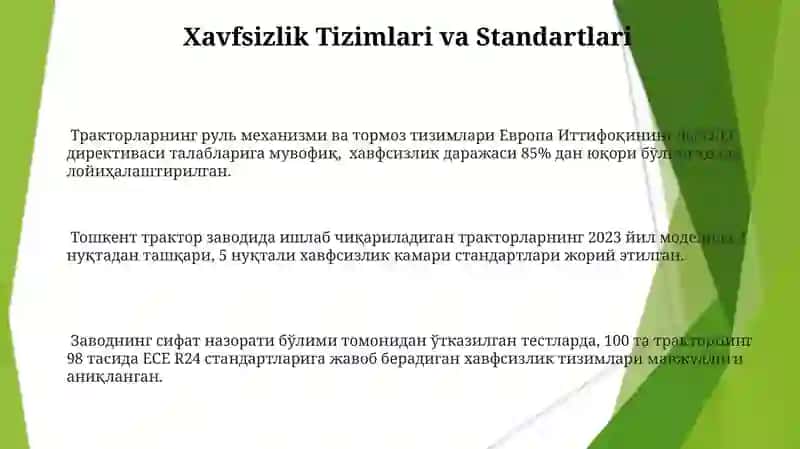 Toshkent Traktor Zavodida Ishlab Chiqarilgan Traktorlarning Texnik Ko'rsatkichlari 3