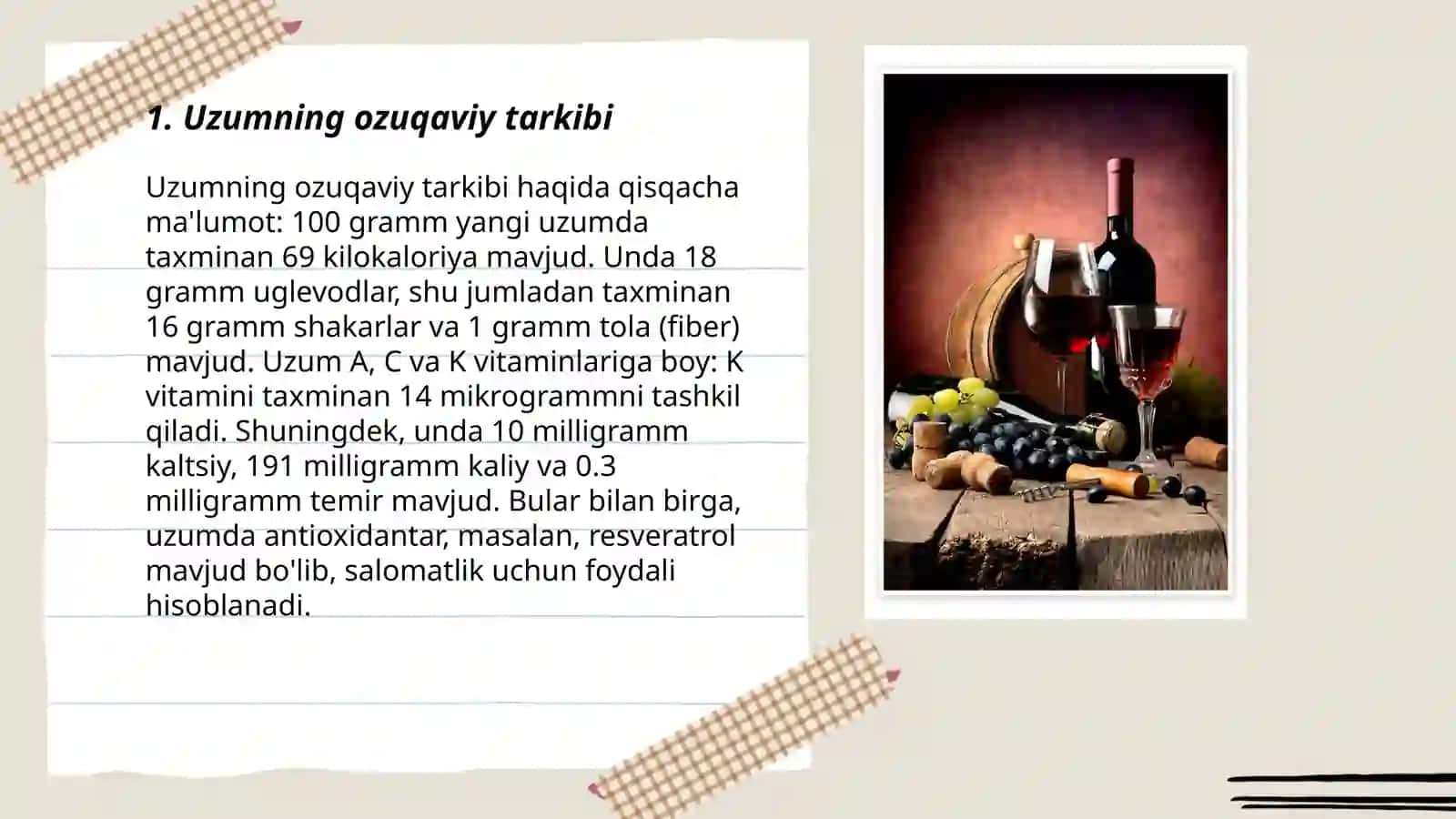 Uzum va vinoni terapevtik va ozuqaviy hususiyatlari 3