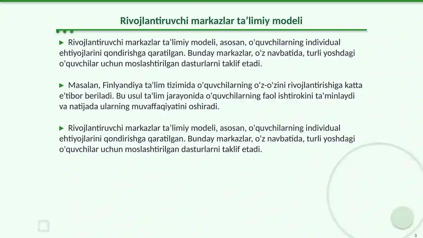 Rivojlantiruvchi markazlarda ta’limiy faoliyatni tashkil etishda xorijiy tajribalar tahlili 3