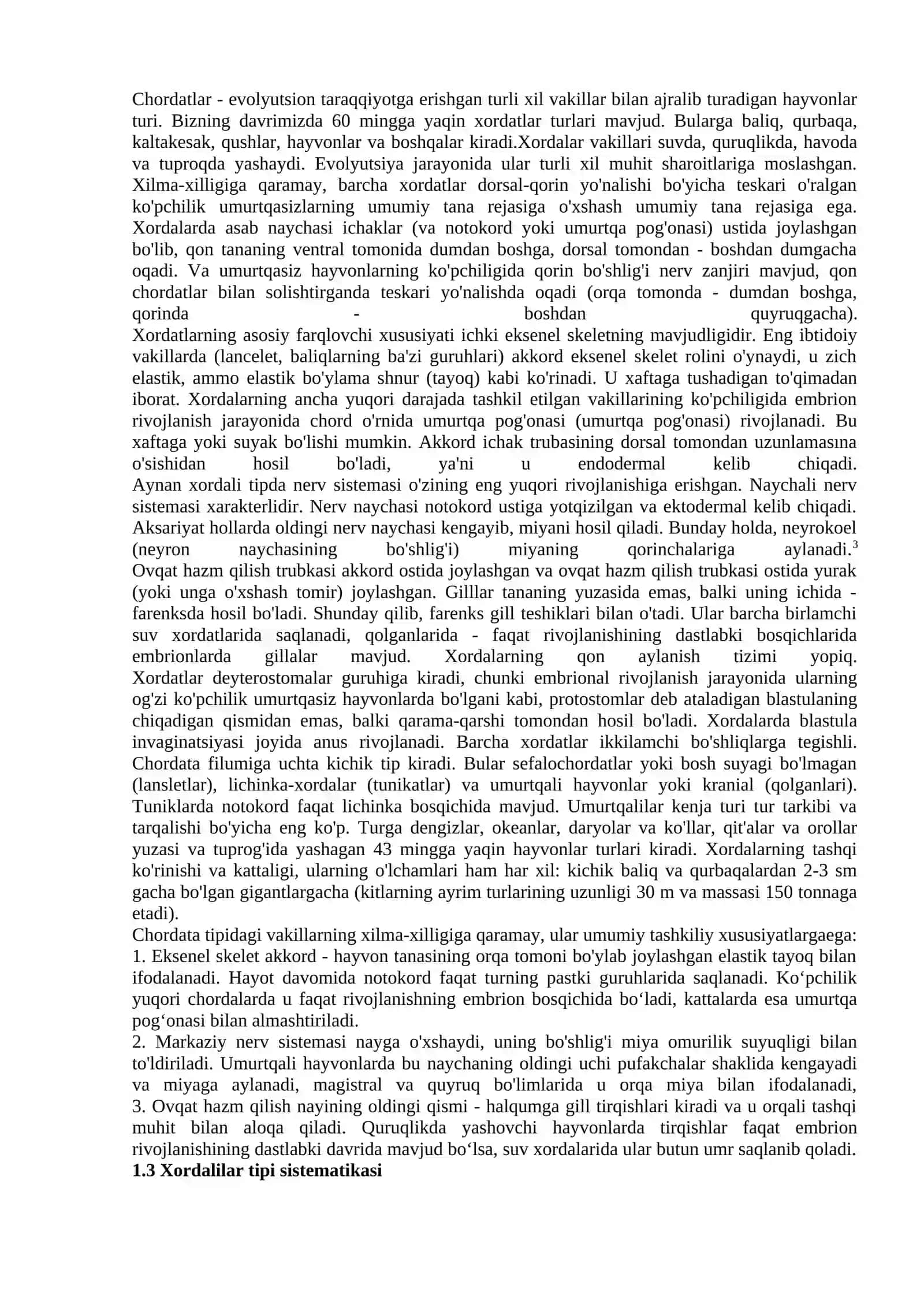 Xordalilar (Chordata) tipining umumiy tavsifi va sistematikasi 3