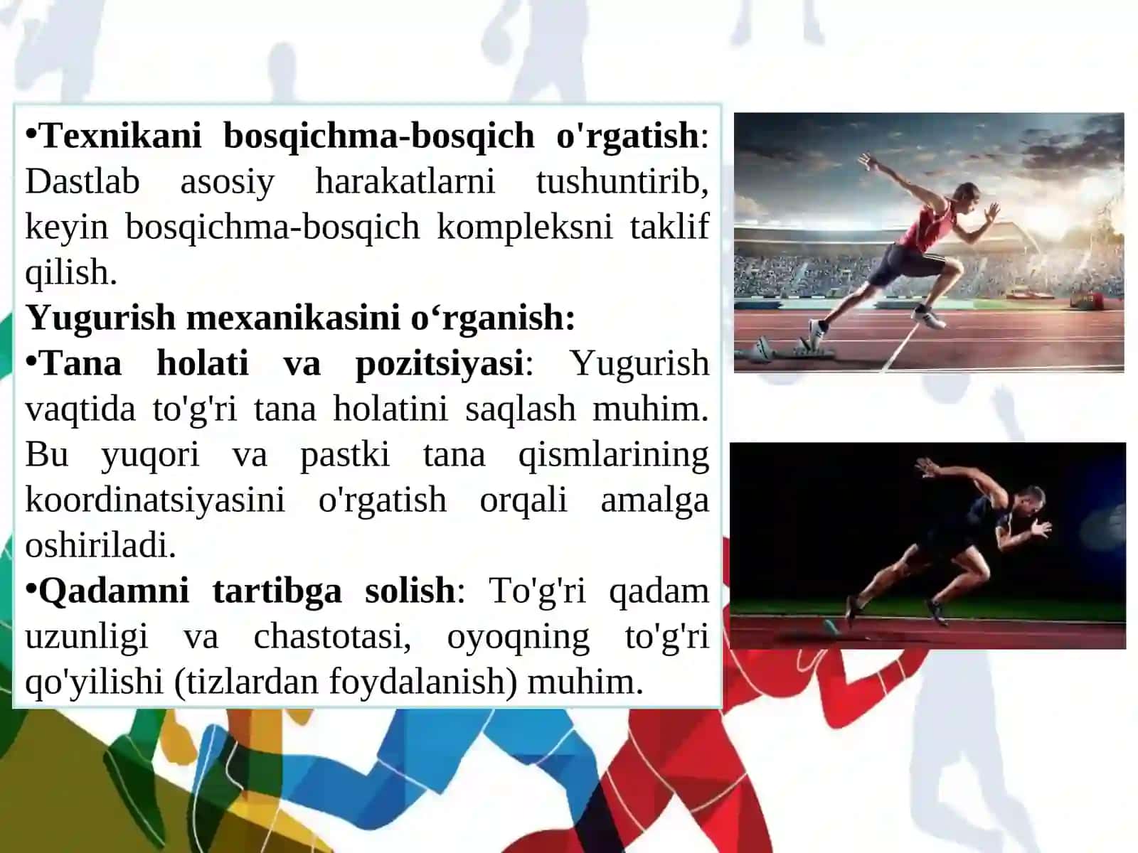 Yugurish turlari texnikasini o‘rgatish metodikasi 3