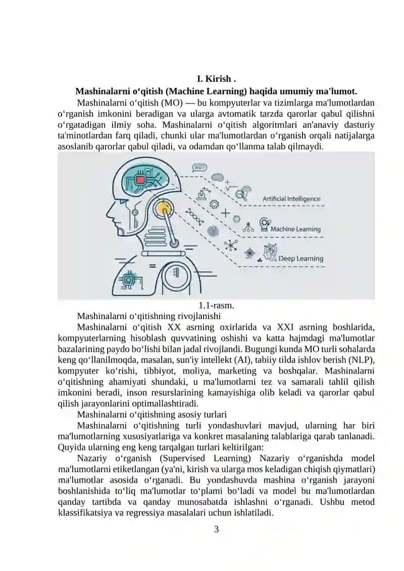 Mashinali o‘qitish usuli asosida klassifikatsiya masalalarini yechish 3