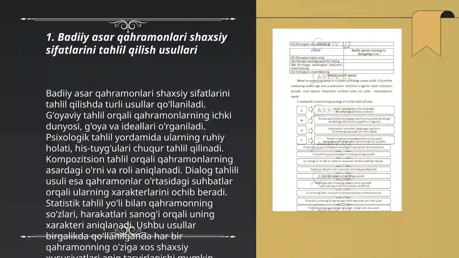 Badiiy asar qahramonlari shaxsiy sifatlarini baholashning mazmuni,usullari va metodlari 3