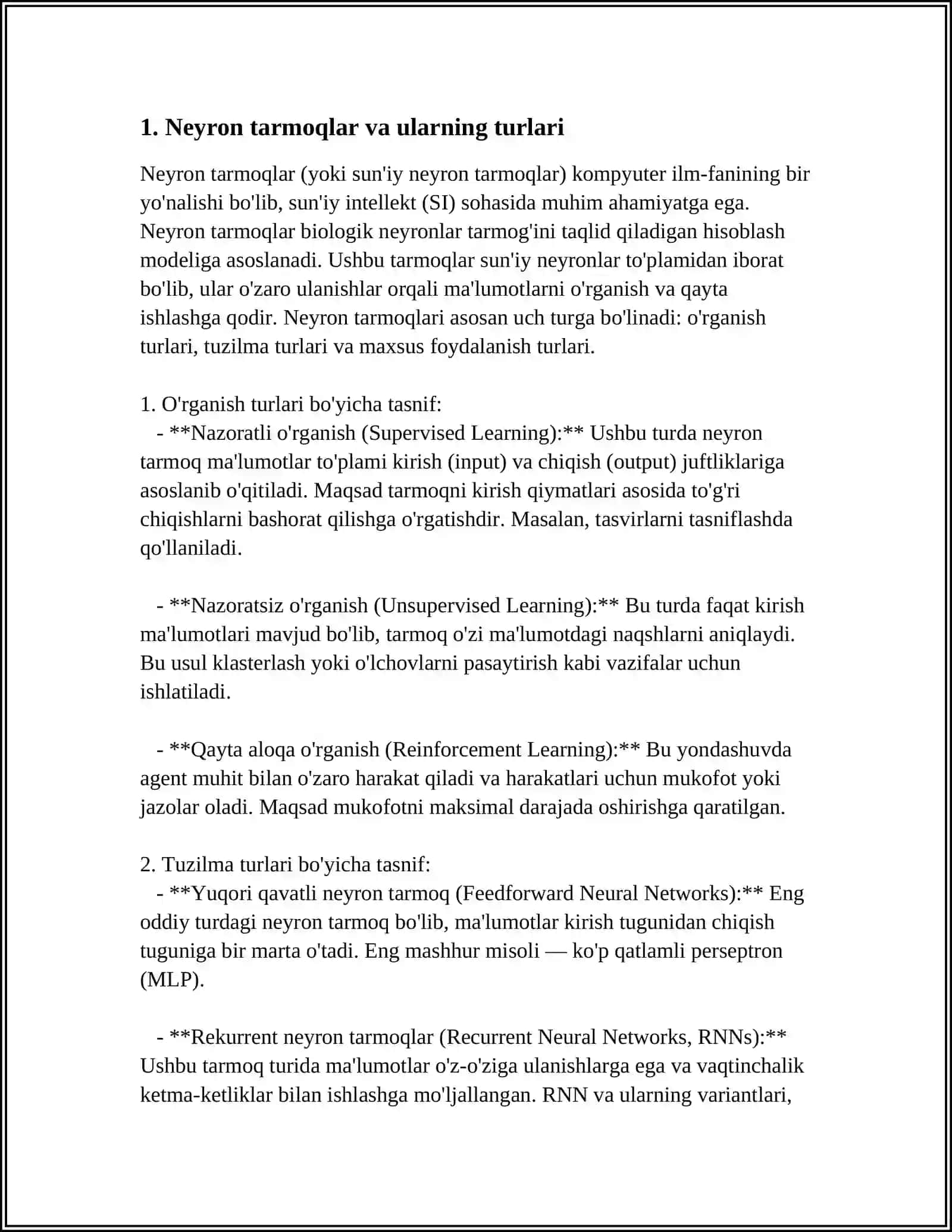 NEYRON TARMOQLAR ASOSIDA O'PKA SARATONI KASALLIGINI ANIQLASH DASTURINI ISHLAB CHIQISH 3