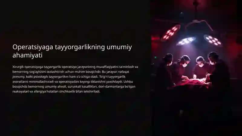 Bemorni Xirurgik Operatsiyaga Tayyorlash: Ko'rsatmalar va Qarshi Ko'rsatmalar 3