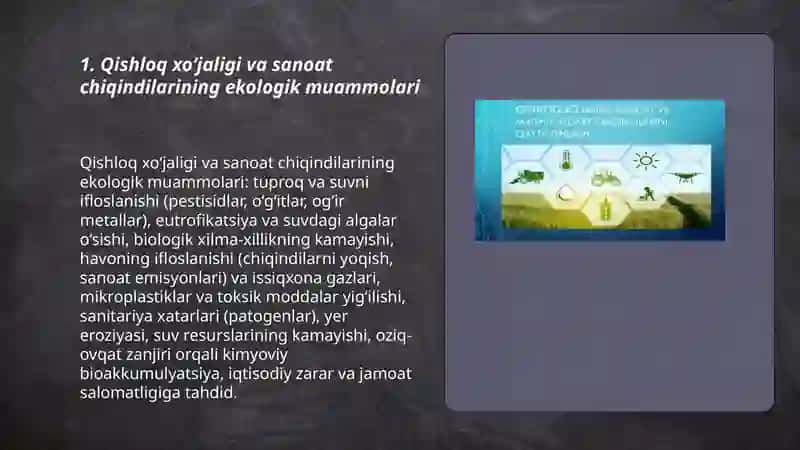 Qishloq xo'jaligi va sanoat chiqindilarining muammolari va qayta ishlash 3