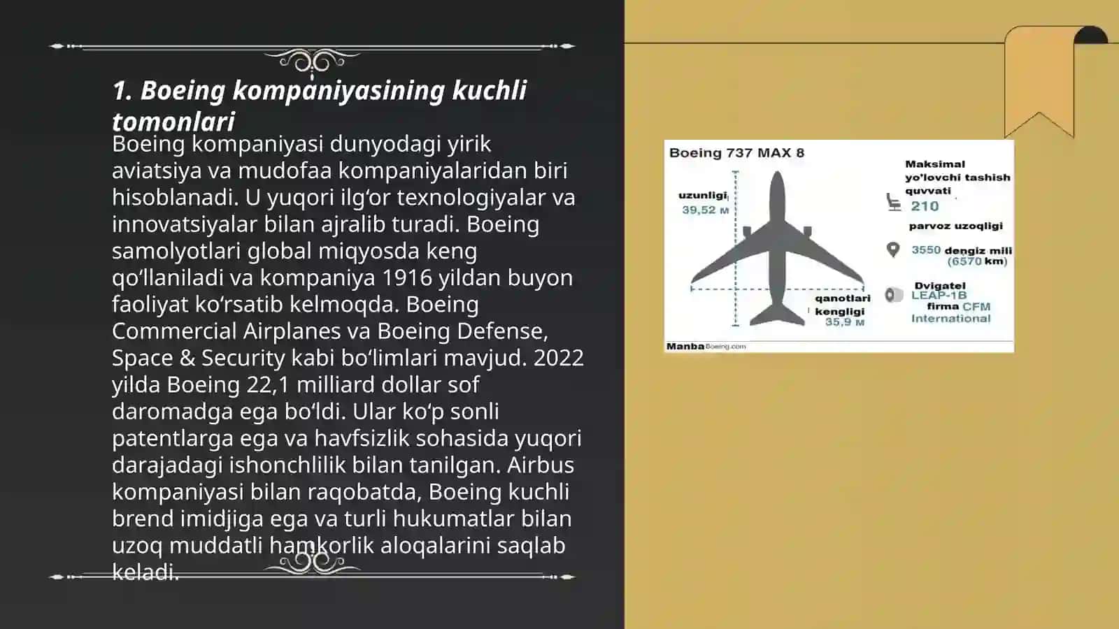 Boeing kompaniyasi SWOT tahlili, kompaniyasi va sotuv jarayonlari 3