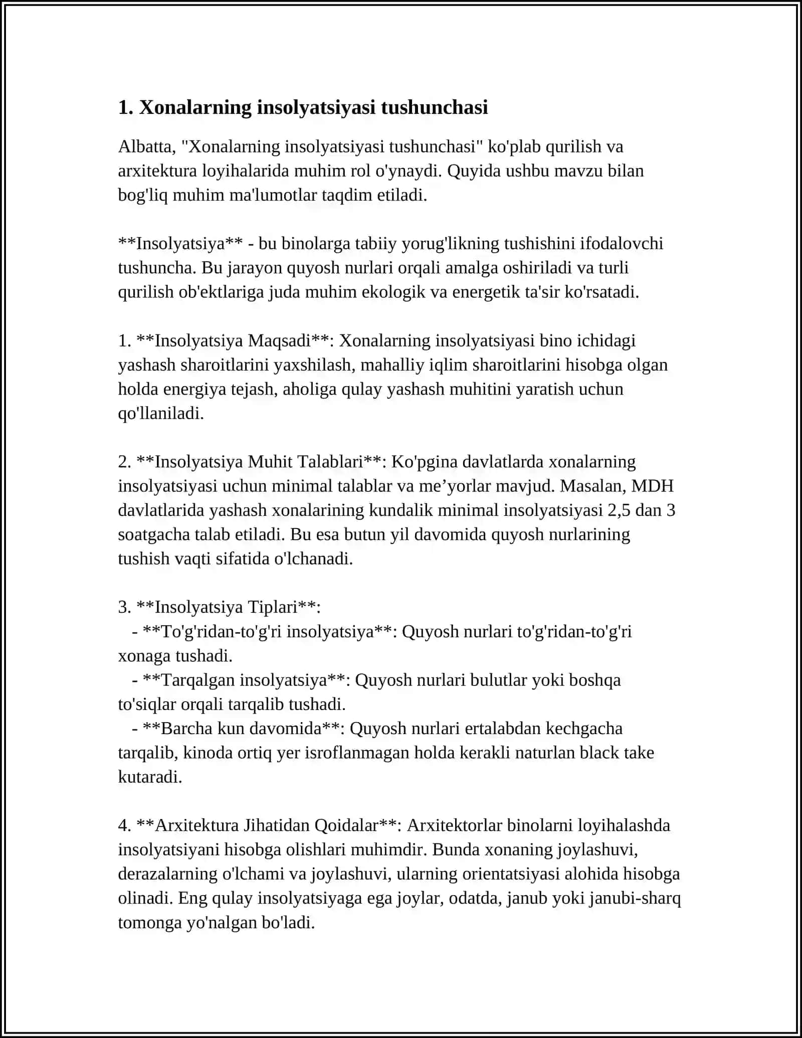Xonalarning Insolyatsiyasi Haqida Tushuncha 3