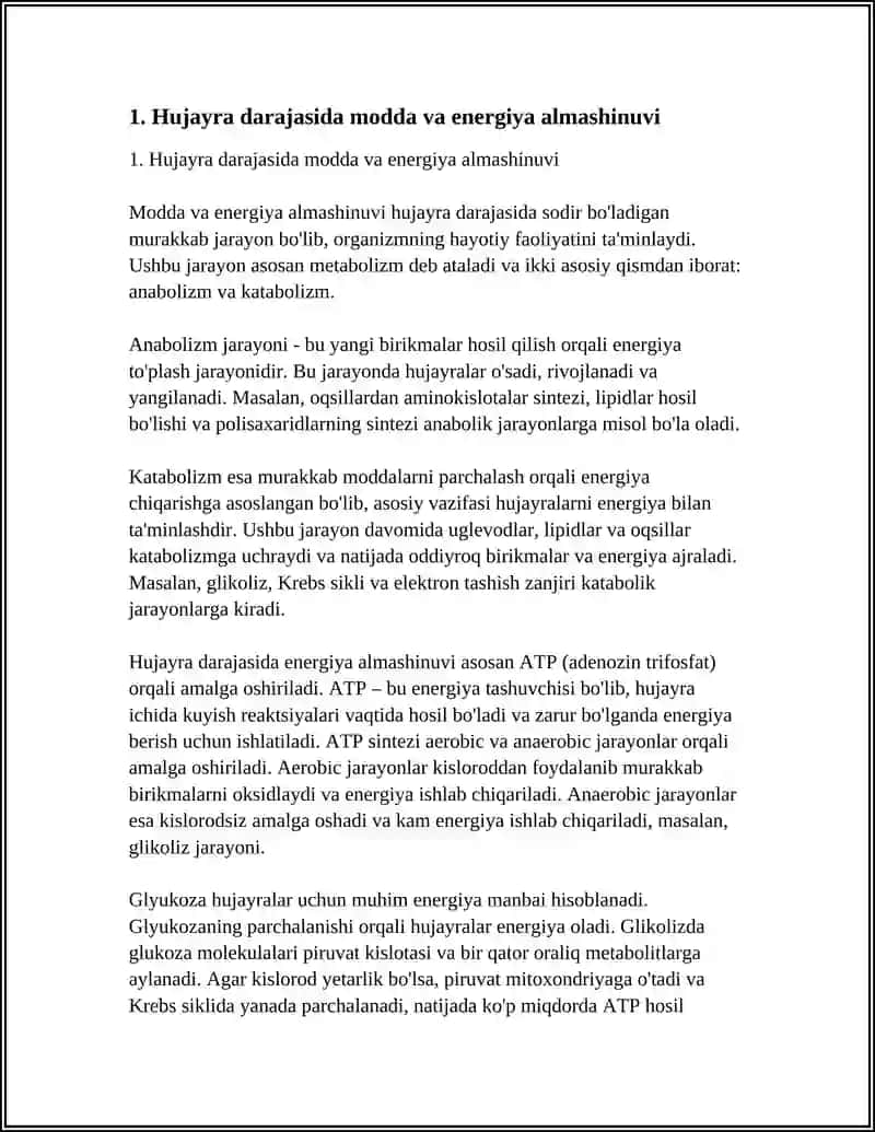 MODDA VA ENERGIYA ALMASHINUVI. OVQATLANISH. TERMOREGULYATSIYA. KOLORIMETRIYA 3