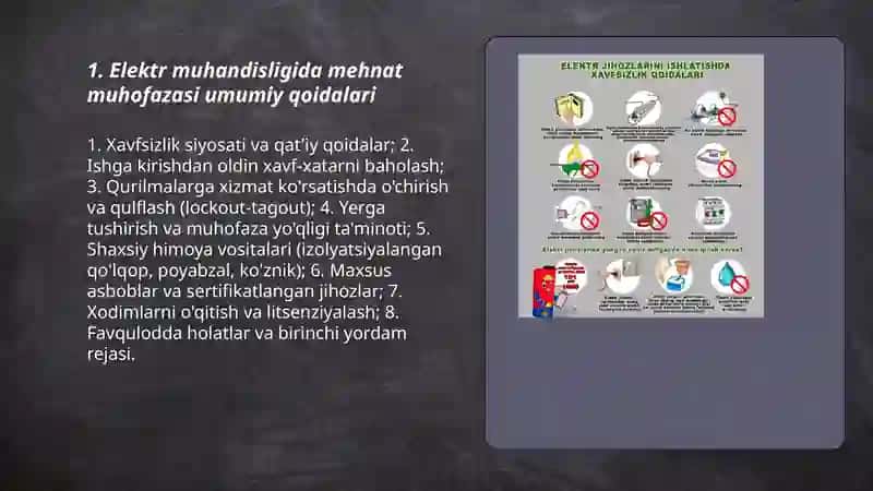 Elektr muhandisligida mehnat muhofazasi talablari 3