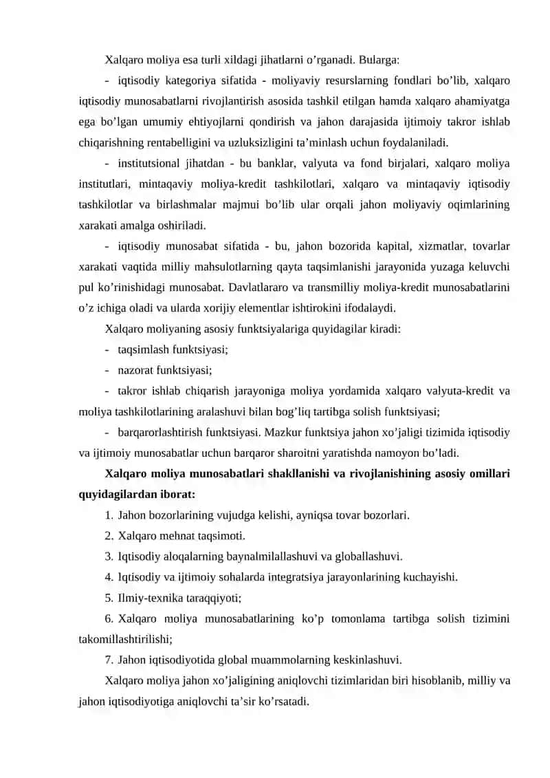 Jahon iqtisodiyoti rivojlanishida xalqaro moliyaning roli 3