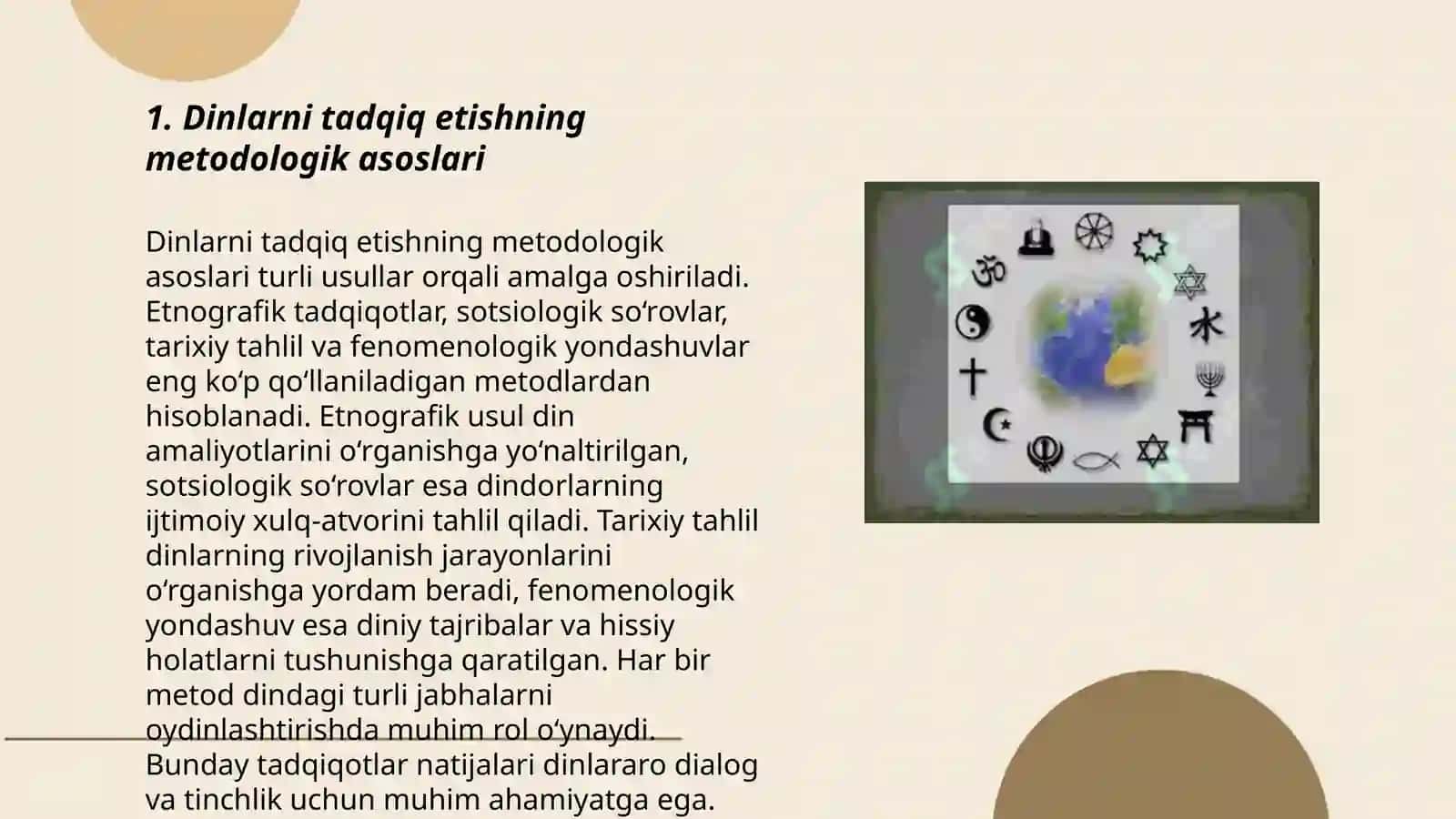 Dinlarni tadqiq etish metodologiyasi, tipologik,qiyosiy, tarkibiy funksiyanal, genetik tahlil 3