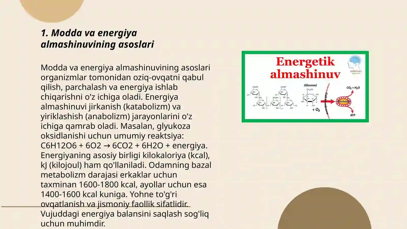 Modda va energiya almashinuvi 3