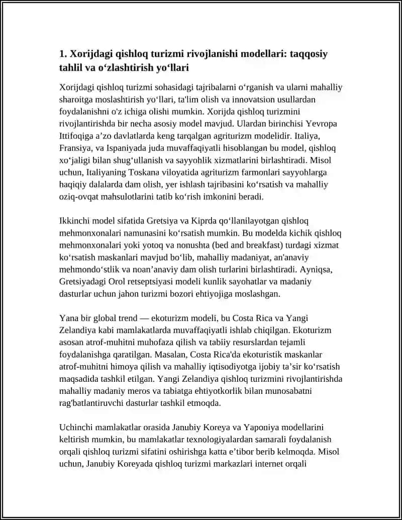 Xorijdagi qishloq turizmini rivojlantirish 3