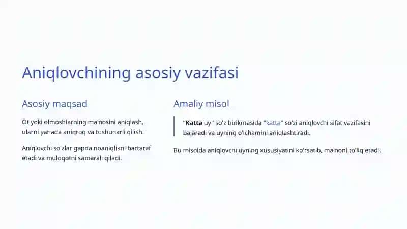 Aniqlovchi: O'zbek Tili Grammatikasining Muhim Kategoriyasi 3