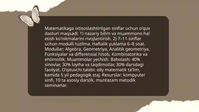 Matematikaga ixtisoslashtirilgan sinflarda õqitishni tashkil etish 3