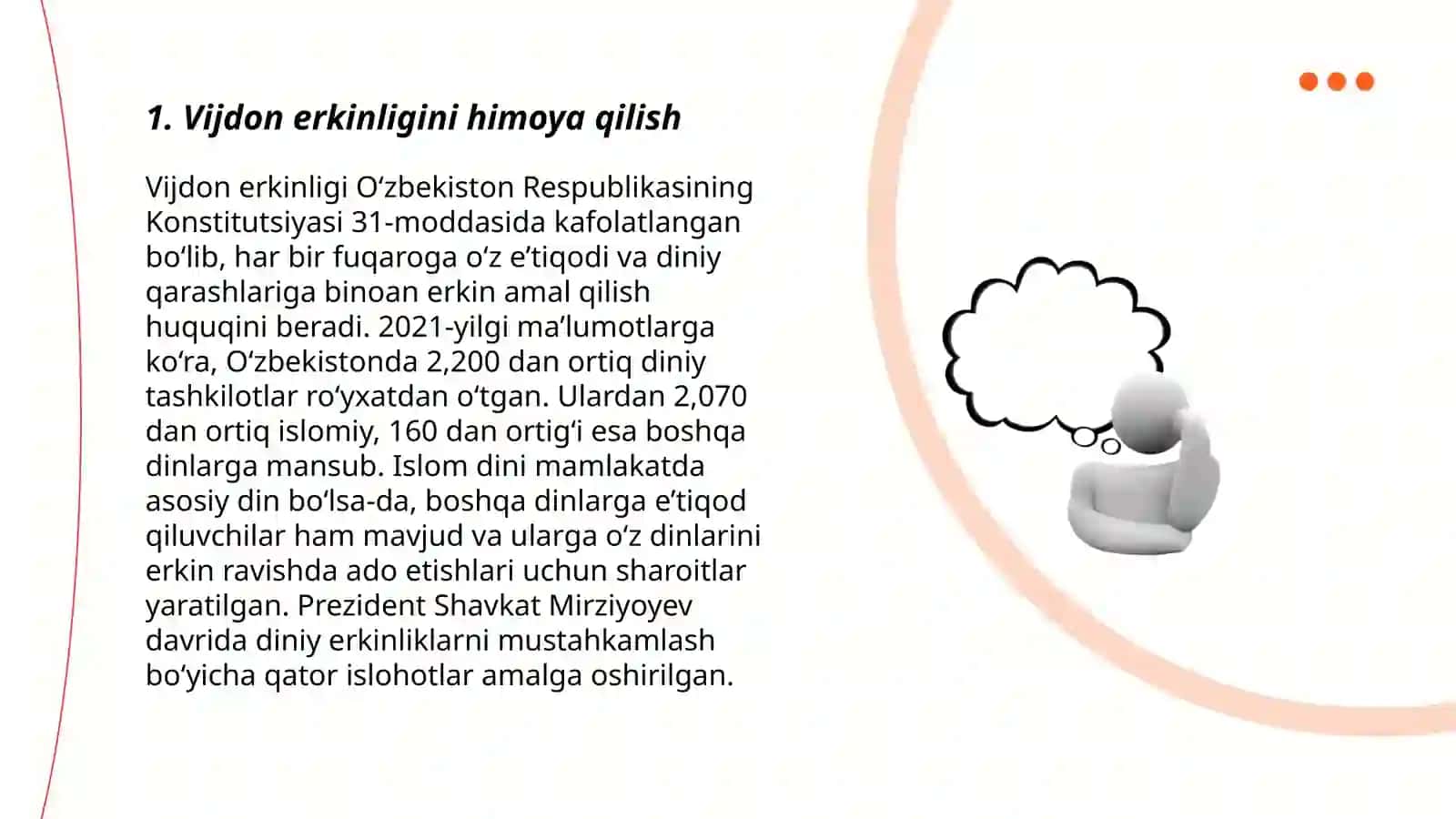 Vijdon erkinligi va diniy tashkilotlar masalasi 3