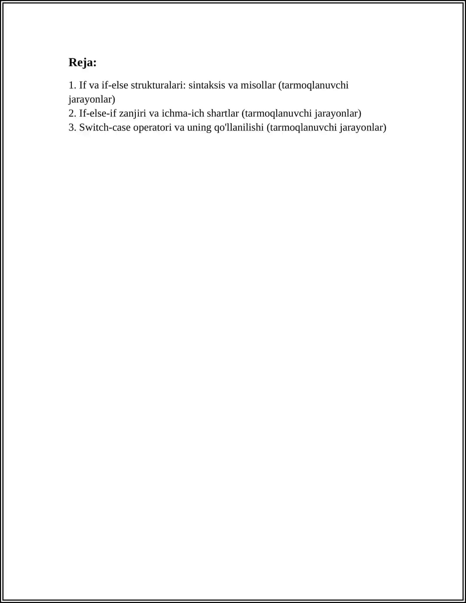 IF va IF-ELSE strukturalari: sintaksis va misollar 3