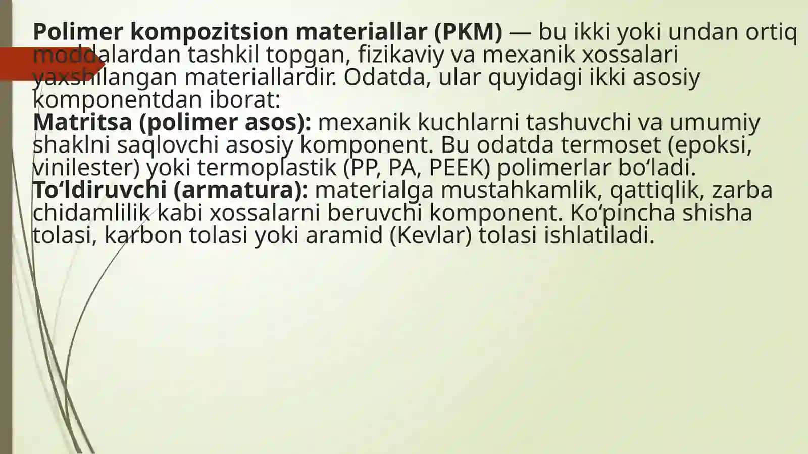 Polimerlar va Kompozitsion Materiallar Kimyosidan Taqdimoti 3
