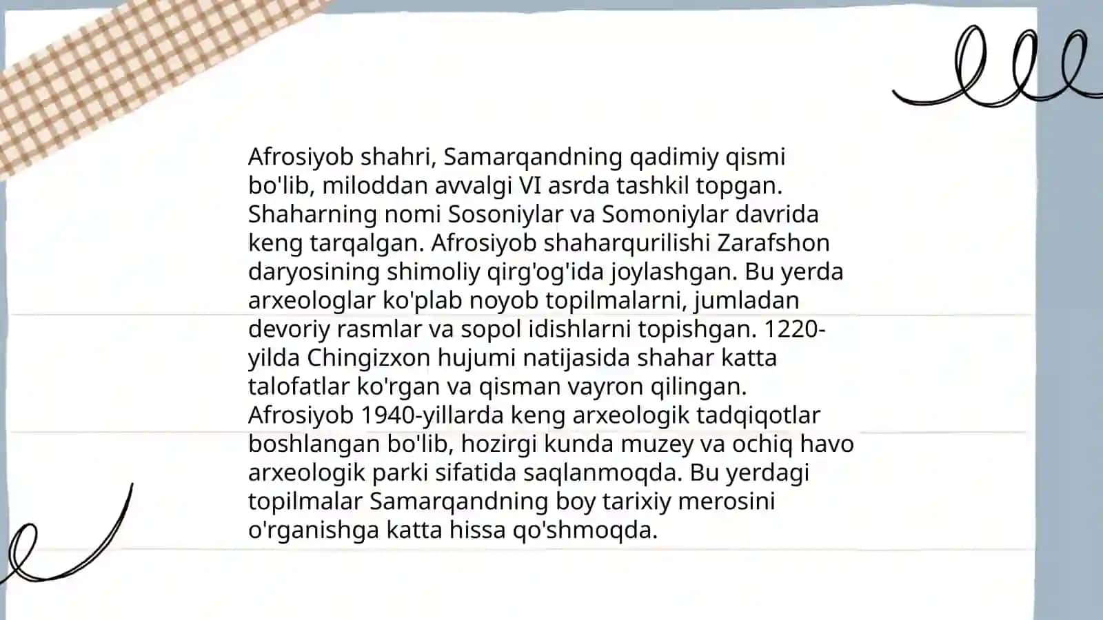Samarqand shahar tarixi Afrosiyob muzeyi 3