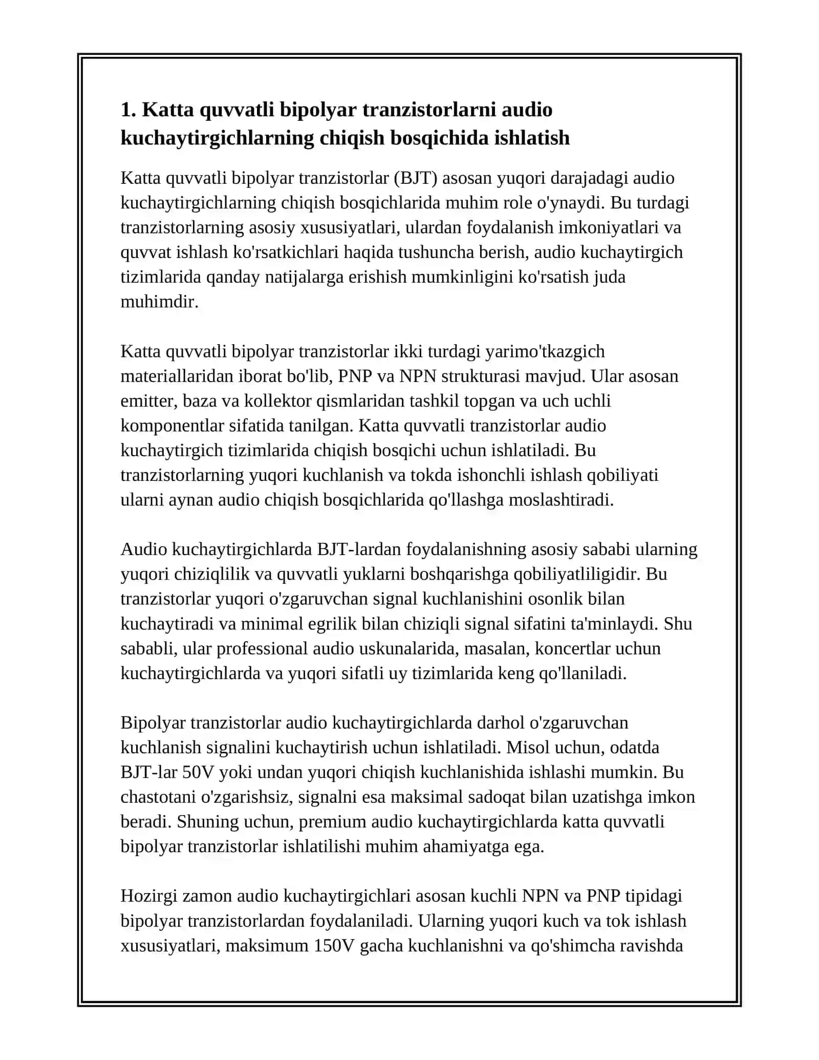 KATTA QUVVATLI BIPOLYAR TRANZISTORNI ISHLATILISHI 3