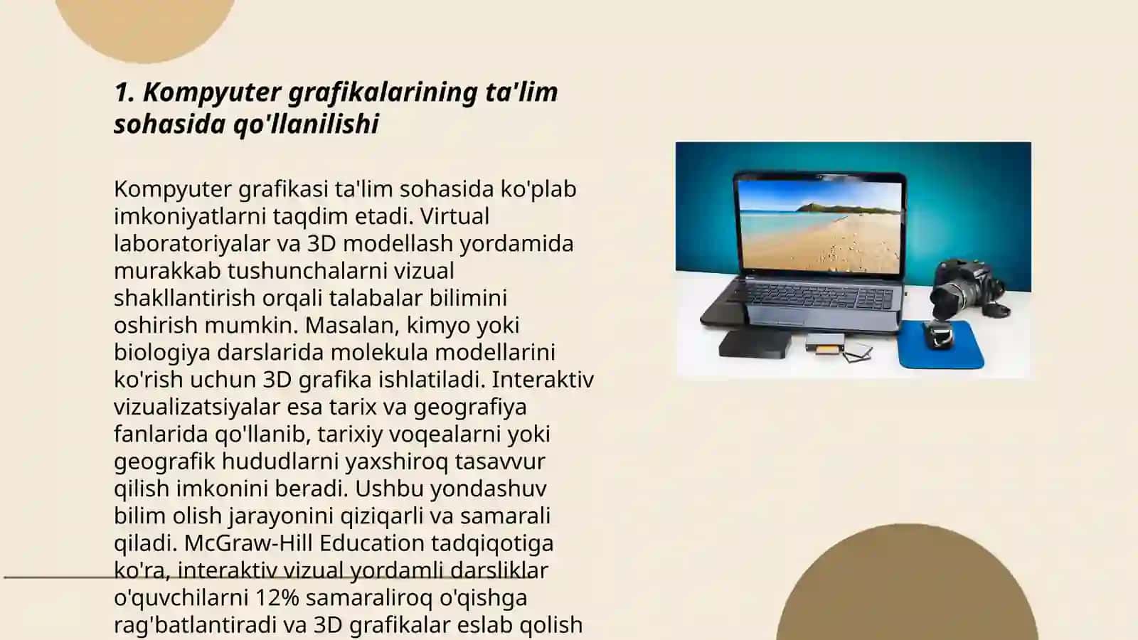 Kompyuter grafikalarining qo'llanilish sohalari va turlari 3