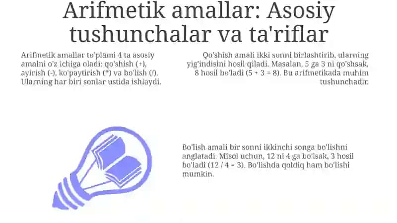 Arifmetik amallar va ularning xossalari 3