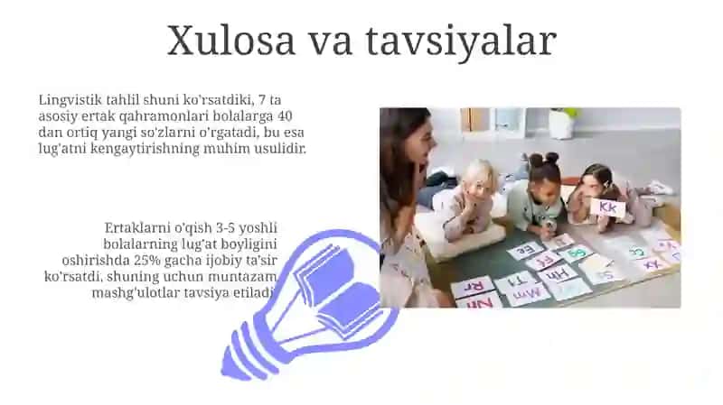 MTT Tayyorlov guruhlari Tarbiyalanuvchilarning lugati boyligi oshirishda ertaklarni tutgan órni 3