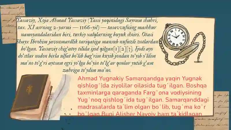 Ahmad Yassaviy va va Yugnakiy hayoti va ijodining manbalari 3