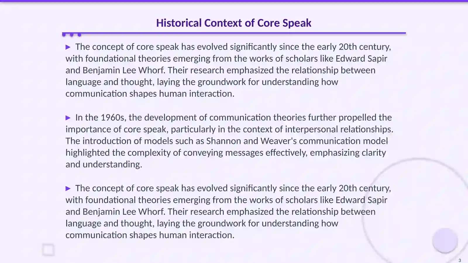 Core Speak Development 3