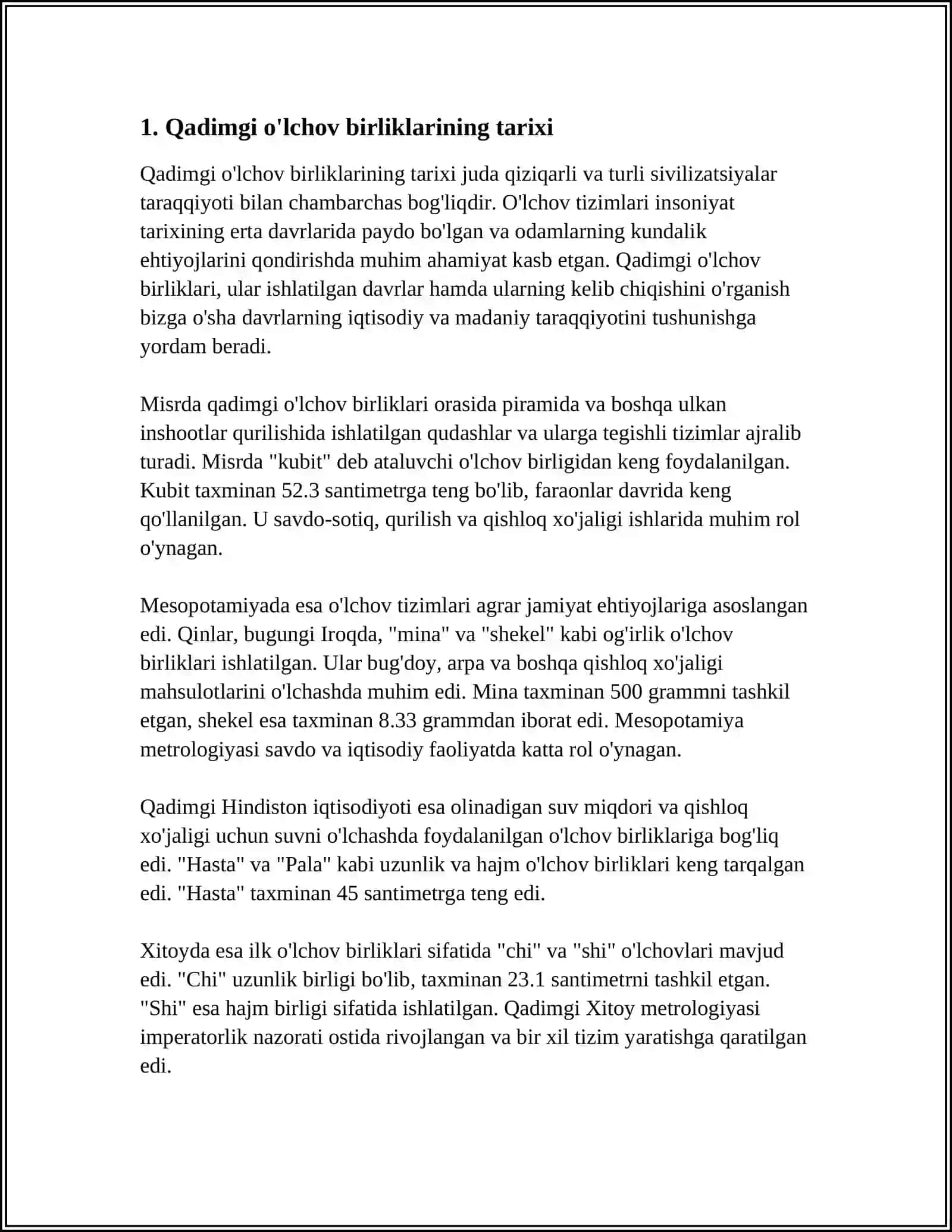 QADIMGI O'LCHOV BIRLIKLARI HAQIDA MA'LUMOT 3