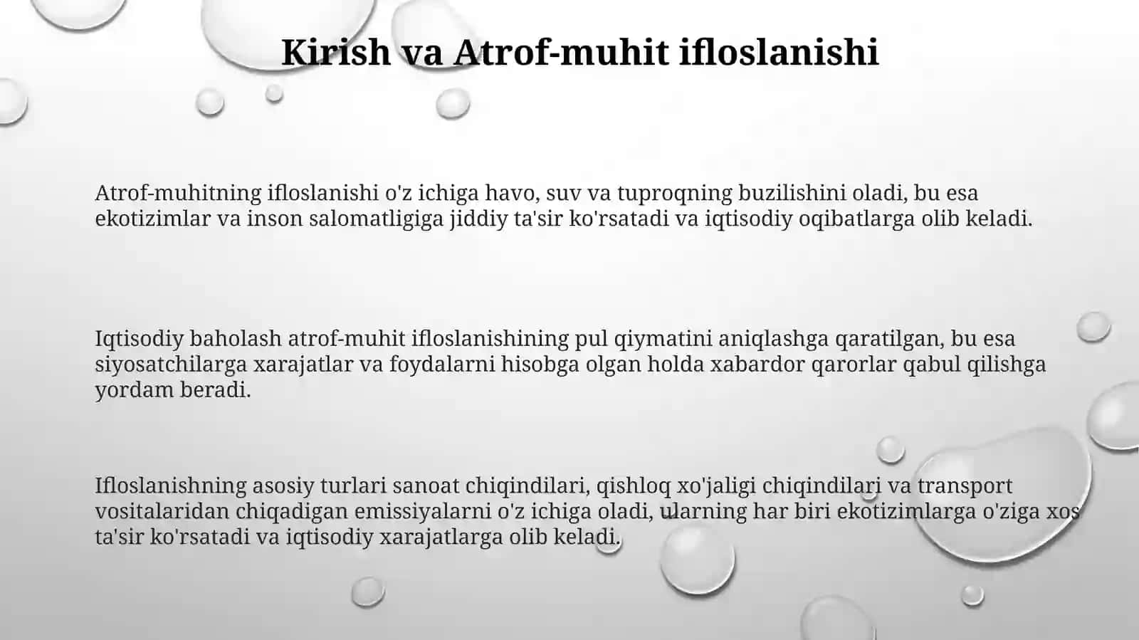 Atrof-muhitning ifloslanishini iqtisodiy baholanishi 3