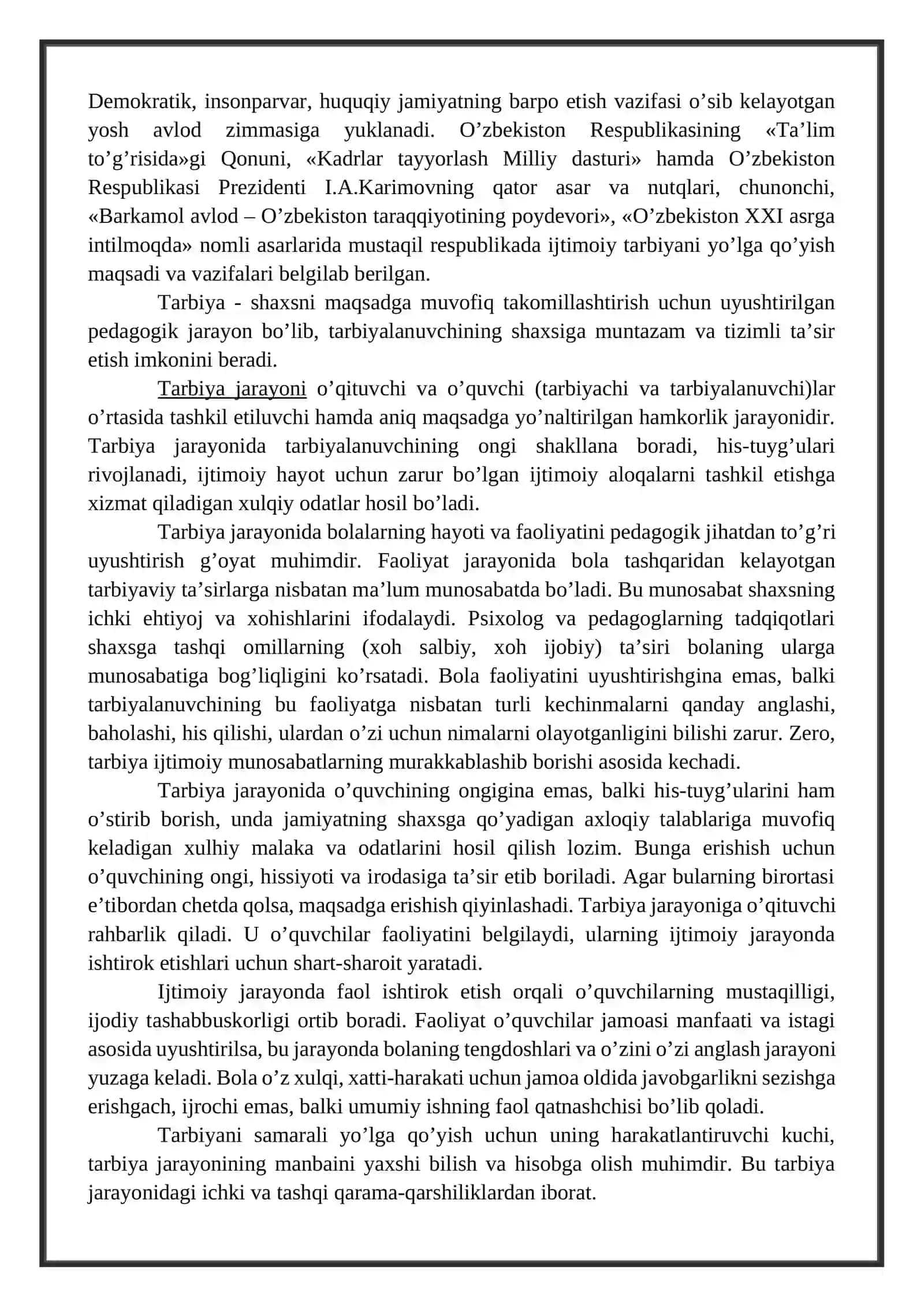 Tarbiya jarayonining mohiyati va mazmuni 3