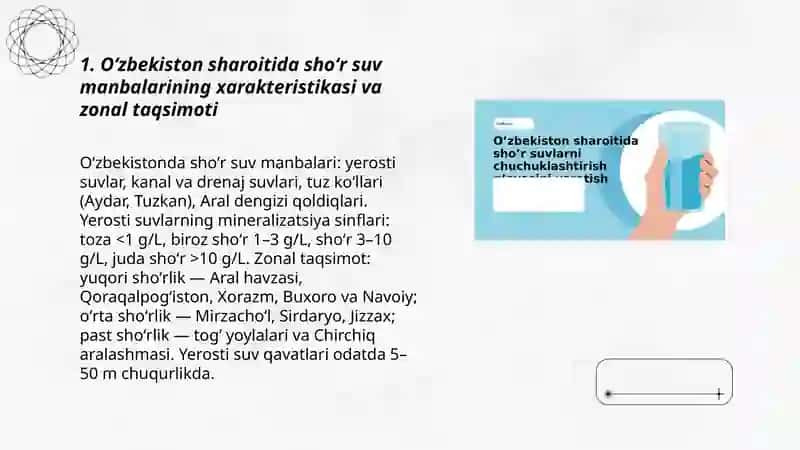 Oʻzbekiston sharoitida shoʻr suvlarni chuchuklashtirish gʻoyasini yaratish 3