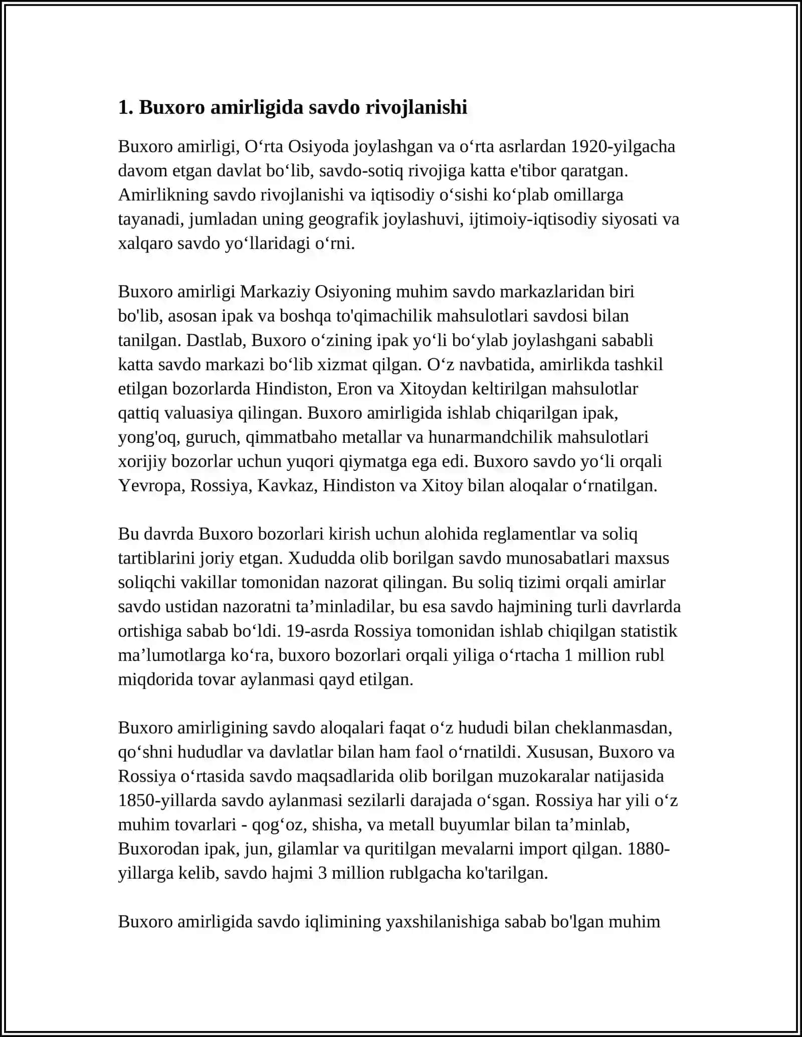 Buxoro Amirligida Savdo Tovar Pul Munosabatlari 3