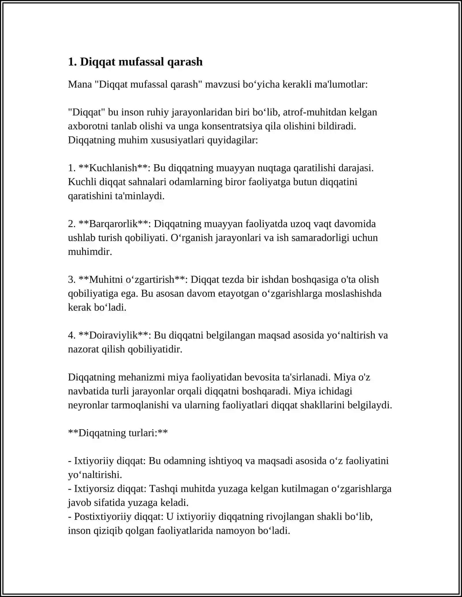 DIQQAT MAVZUSIGA REFIRAT 3