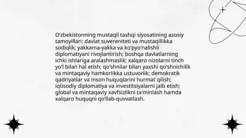 Oʻzbekistonning xalqaro aloqalari va Jahon hamjamiyatidagi oʻrni 3