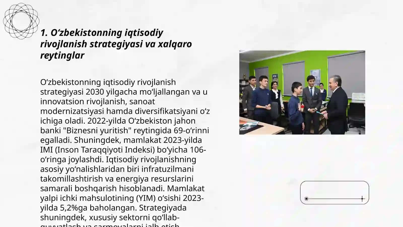 Iqtisodiy va ijtimoiy sohadagi ustuvor xalqaro reytinglar va ularga Oʻzbekistoning intergratsiyalashivi 3